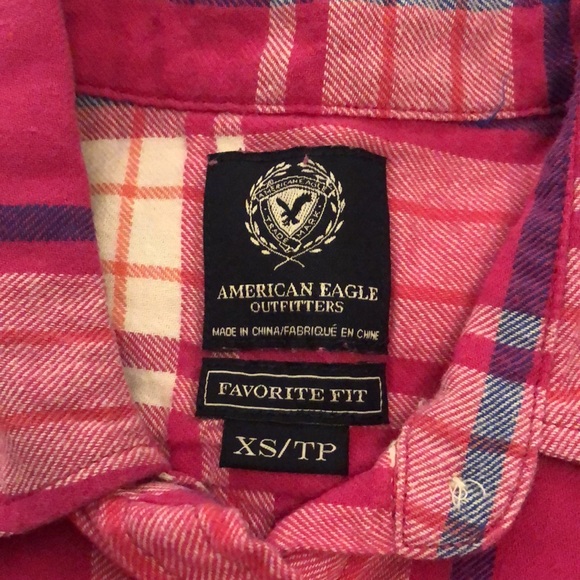 American Eagle Outfitters Pink Plaid Flannel Shirt Size XS - Picture 2 of 8